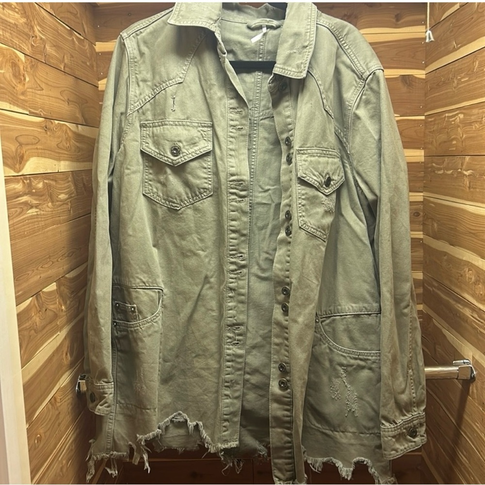 Free People Distressed Shacket